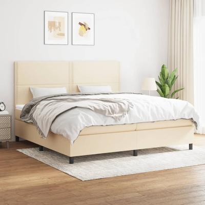 Boxspring met matras stof crèmekleurig 200x200 cm