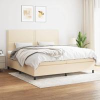 Boxspring met matras stof crèmekleurig 200x200 cm