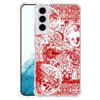 Extreme Case Samsung Galaxy S22 Angel Skull Rood