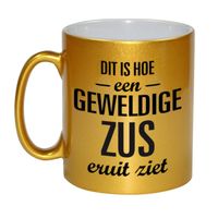 Gouden geweldige zus cadeau koffiemok / theebeker 330 ml