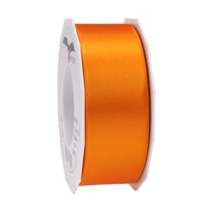 1x Luxe hobby/decoratie oranje satijnen sierlinten breed 4 cm/40 mm x 25 meter