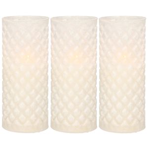 3x stuks luxe led kaarsen in glas D7,5 x H17,5 cm