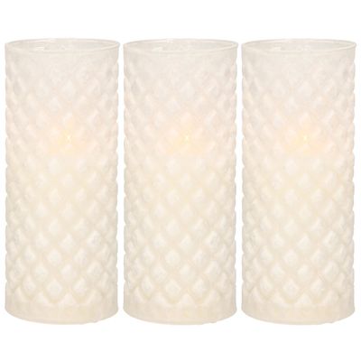3x stuks luxe led kaarsen in glas D7,5 x H17,5 cm