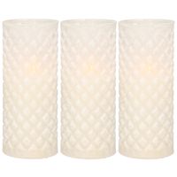 3x stuks luxe led kaarsen in glas D7,5 x H17,5 cm