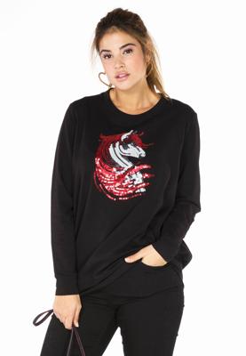 Yoek Sweater paillet horsehead | Zwart | Maat 58/60