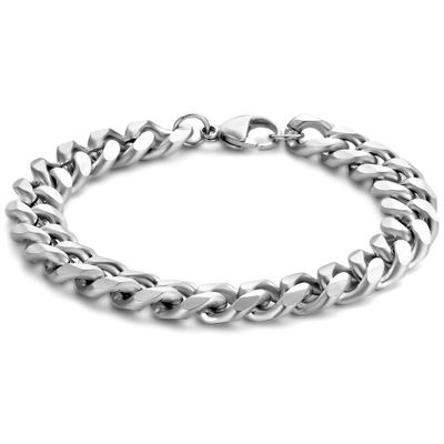 Frank 1967 7FB-0502 Heren Armband - Gourmette Schakel -10 mm - Geborsteld - 20 cm - Zilverkleurig
