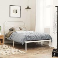 Bedframe met hoofdbord metaal wit 107x203 cm