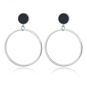 Cilla Jewels Dames oorbellen Circles Zilverkleurig met Zwart