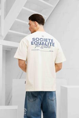 Equalité Societe 2.0 Oversized T-Shirt Heren Gebroken Wit/Donkerblauw - Maat XS - Kleur: Gebroken Wit | Soccerfanshop