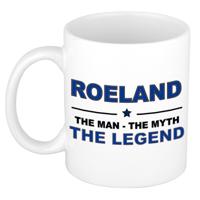 Roeland cadeau mok - man myth legend - naam koffiemok / beker - wit en blauw - 300 ml