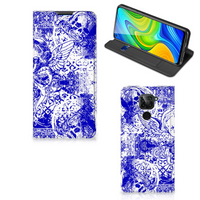 Mobiel BookCase Xiaomi Redmi Note 9 Angel Skull Blauw - thumbnail