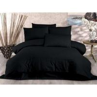 Beddengoedset - 1 dekbedovertrek 220 x 240 cm + 2 kussenslopen 60 x 60 cm - 70% polyester, 30% katoen - Zwart