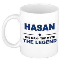 Naam cadeau mok/ beker Hasan The man, The myth the legend 300 ml - Naam mokken