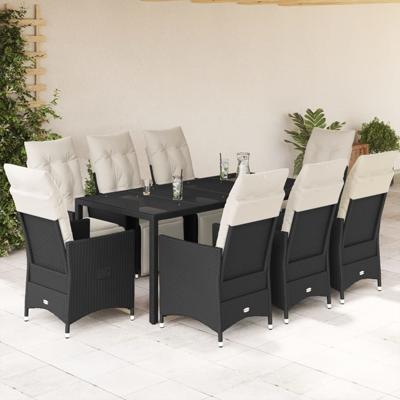 9-delige Tuinset poly rattan zwart