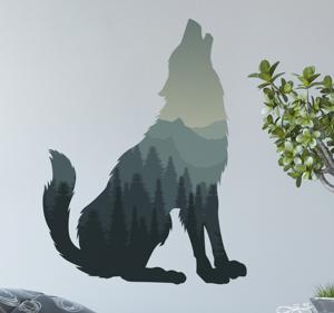 Wilde dieren stickers Wolf met bos gehuil