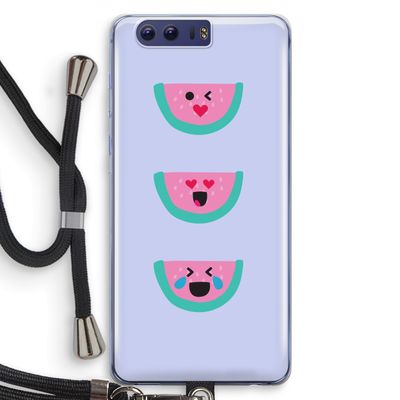 Smiley watermeloen: Honor 9 Transparant Hoesje met koord