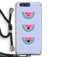 Smiley watermeloen: Honor 9 Transparant Hoesje met koord