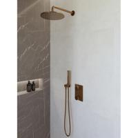 Wiesbaden Caral Inbouwthermostaat compleet met Hoofddouche (25cm) en Staafhanddouche - Geborsteld Brons Koper
