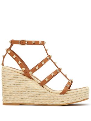 Valentino Garavani sandales compensées Rockstud 95 mm - Marron