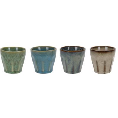 Espresso koffiekopjes - porselein - klein - multi kleuren - set 4x stuks - 90 ml
