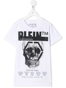 Philipp Plein Junior t-shirt à imprimé tête de mort - Blanc