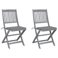 Tuinstoelen 2 st inklapbaar met kussens massief acaciahout