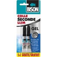 Bison secondelijm, tube van 3 g, blister van 2 stuks (1 + 1 GRATIS)
