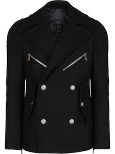Balmain manteau zippé à boutonnière croisée - Noir