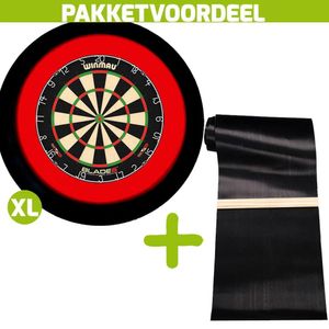 Winmau Blade 6 +  Dartmat 120*300 incl oche + Dartbordverlichting Deluxe XL Rood - Zwart