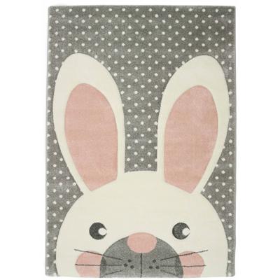 Vloerkleed Kinderkamer Konijntje Grijs-Roze-140 x 200 cm