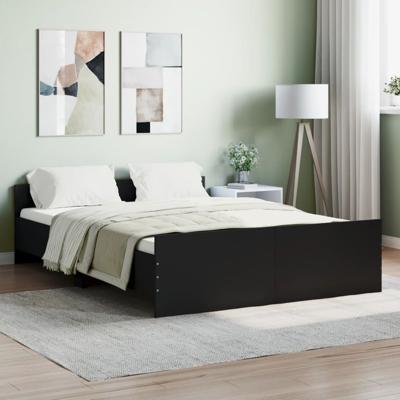 Bedframe met hoofd- en voeteneinde zwart 140x190 cm