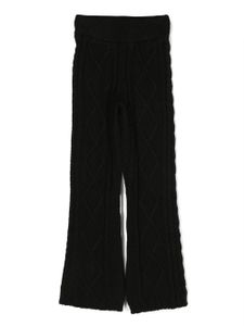 MSGM Kids pantalon en maille torsadée à patch logo - Noir