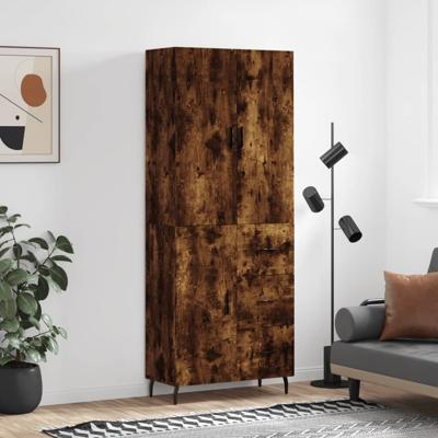 Hoge kast 69,5x34x180 cm bewerkt hout gerookt eikenkleurig
