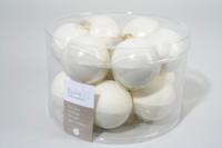 12 kerstballen wolwit emaille 50 mm - Ksd