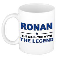 Ronan cadeau mok - man myth legend - naam koffiemok / beker - wit en blauw - 300 ml