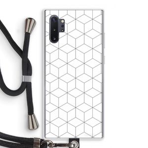 Zwart-witte kubussen: Samsung Galaxy Note 10 Plus Transparant Hoesje met koord