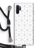 Zwart-witte kubussen: Samsung Galaxy Note 10 Plus Transparant Hoesje met koord