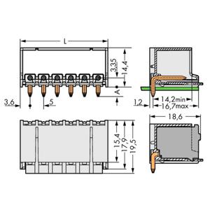 WAGO 2092-1432 Male behuizing (board) 2092 Totaal aantal polen: 12 Rastermaat: 5 mm Inhoud: 50 stuk(s)