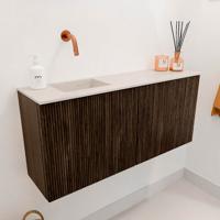 Toiletmeubel Mondiaz Joya Dlux | 90 cm | Meubelkleur Walnut | Faye wastafel Meli Wasbak Links | Zonder kraangat(en)