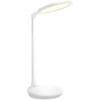 LED Bureaulamp - Aigi Awet - 8W - Aanpasbare Kleur - USB Oplaadbaar - Dimbaar - Rond - Mat Wit - Kunststof