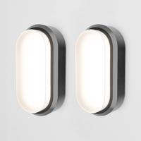 HOFTRONIC™ Set van 2 C-Series - LED Plafondlamp zwart ovaal - Wandlamp - Scheepslamp - IP54 - 18W - 1830lm - 4000K neutraal wit - voor binnen en buiten