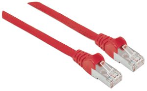 Intellinet 319126 RJ45 Netwerkkabel, patchkabel CAT 6A S/FTP 5.00 m Rood Folie afscherming, Afscherming gevlochten, Halogeenvrij 1 stuk(s)