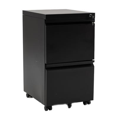 Mobiele Archiefkast Met Twee Laden Vijf Zwenkwielen Twee Verstelbare Steunen En Een Slot-Zwart