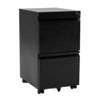 Mobiele Archiefkast Met Twee Laden Vijf Zwenkwielen Twee Verstelbare Steunen En Een Slot-Zwart