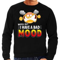 Funny emoticon sweater I have a bad mood zwart heren - thumbnail