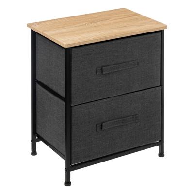 Opbergmandkastje/nachtkastje - 2x manden - 45 x 30 x 51 cm - hout/stof - donkergrijs Opbergmandkastje/nachtkastje - 2x manden - 45 x 30 x 51 cm - hout/stof - donkergrijs