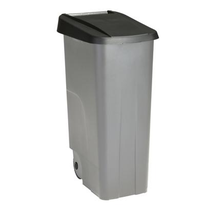Afvalcontainer/rolemmer Basic - zwart - 110 liter - 57 x 42 x 88 cm - huis/tuin afval scheiden