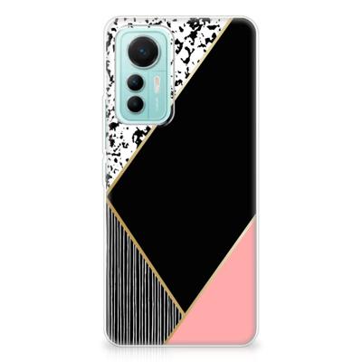 Xiaomi 12 Lite | TPU Hoesje | Zwart Roze Vormen