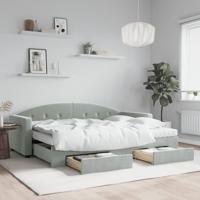 Slaapbank onderschuifbed en lades 80x200 cm fluweel lichtgrijs