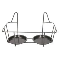 Esschert Design Balkon bloempothouder dubbel - bloembak met  ophanging - zwart metaal - 34 x 19 x 19 cm   -